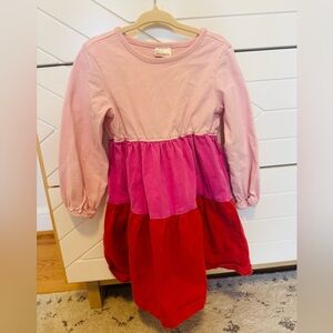 Hanna Andersson pink tiered 3T long sleeve dress